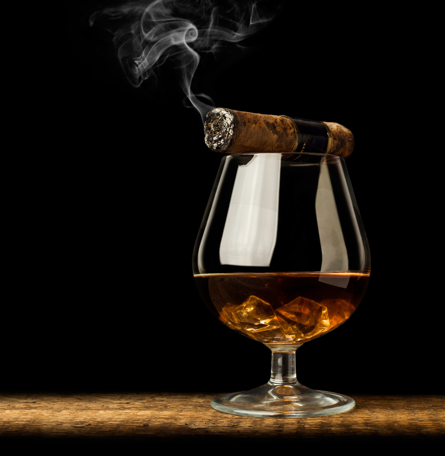 whiskey and smoking cigar